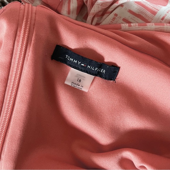 🛑SOLD🛑Tommy Hilfiger Sleeveless Fit & Flare Wrap Peach White Dress Size 18 - Picture 14 of 14